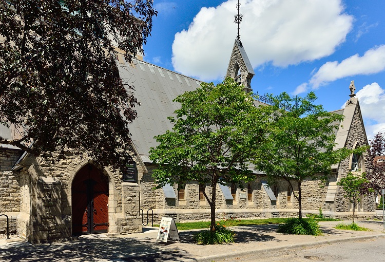 Exterior view of the stone church, built in 1867, by Thomas Fuller.
